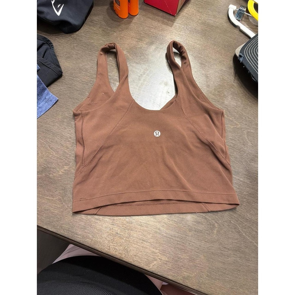 Lululemon Align cropped tank top features a wide scoop neckline brown 2 - Picture 2 of 3